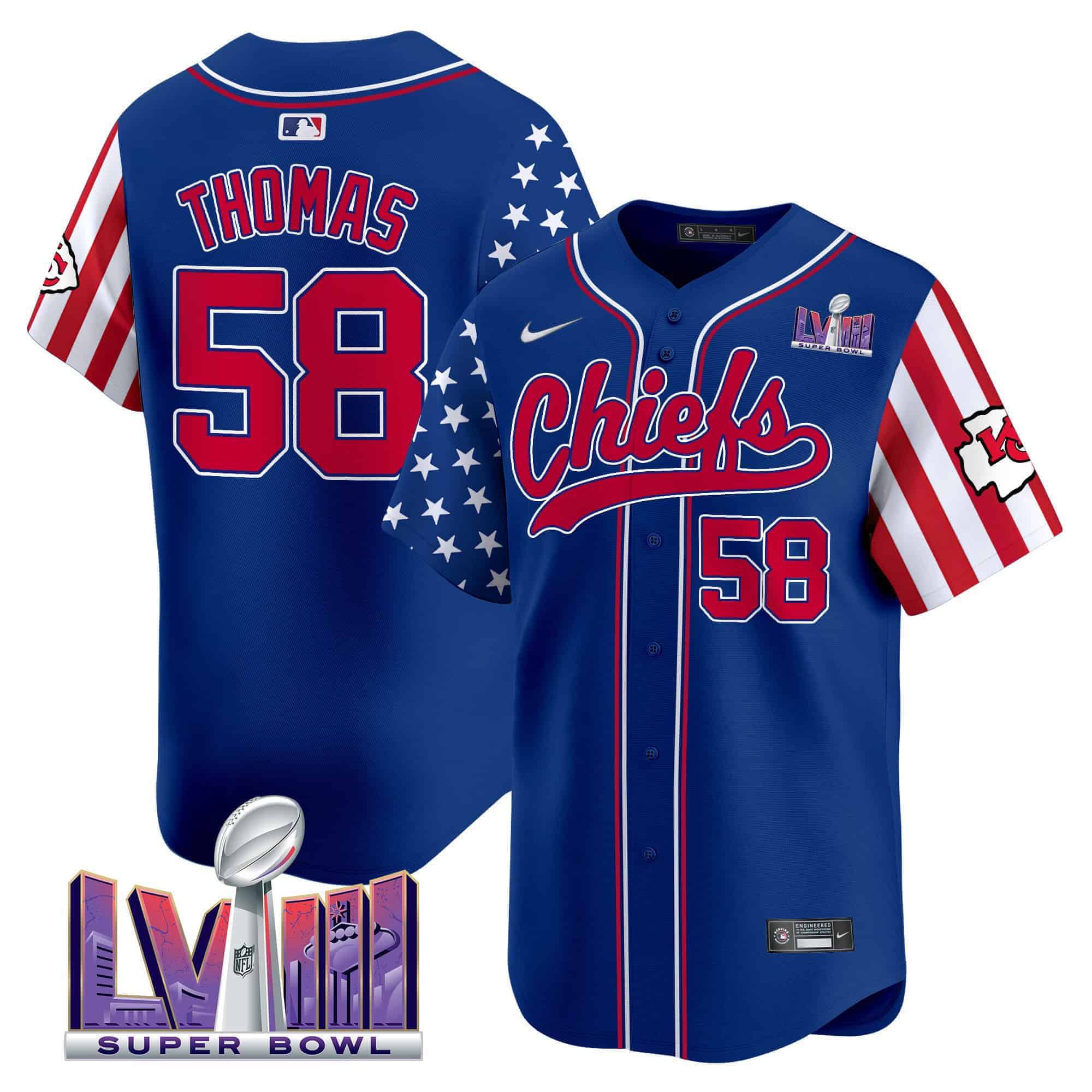 Men Kansas City Chiefs #58 Thomas Blue 2024 Nike Independence Day Vapor Premier Limited NFL Jersey